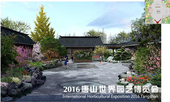 杭州园位于江南园西南部,展园用地500平方米,展园通过人文气息浓郁的环境、精心设计的小品、丰富的植物造景,意图营造一个优雅、自然、精致,充满诗情画意的园林景观,展示杭州饱含诗书的文化特色。 设计元素:诗书画,蝴蝶,油纸伞,烟雾 景观要素:门楼,景墙,绿植墙,地雕,景石,花境